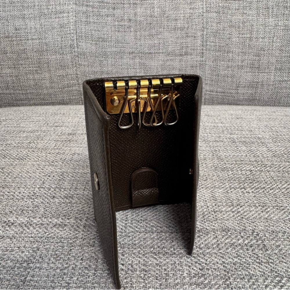 BVLGARI 6-Hook Key Holder – Brown Grained Leather – Made in Italy - Picture 12 of 14